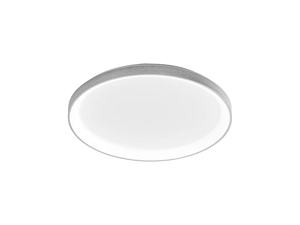Krizia - Plafonnier LED moderne dimmable 50W - 4100lm, lumière chaude 3000K, aluminium blanc satiné, diffuseur opale, d.45 cm