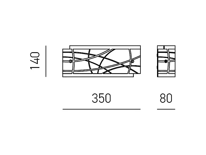 Applique Nereide 35x14cm en verre satiné sérigraphié blanc 2XE14, applique moderne avec socle chromé, max 2x28W