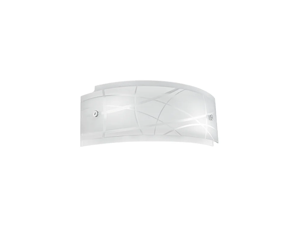 Applique Nereide 35x14cm en verre satiné sérigraphié blanc 2XE14, applique moderne avec socle chromé, max 2x28W