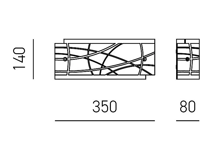 Applique Nereide 35x14cm en verre satiné sérigraphié blanc 2XE14, applique moderne avec socle chromé, max 2x28W