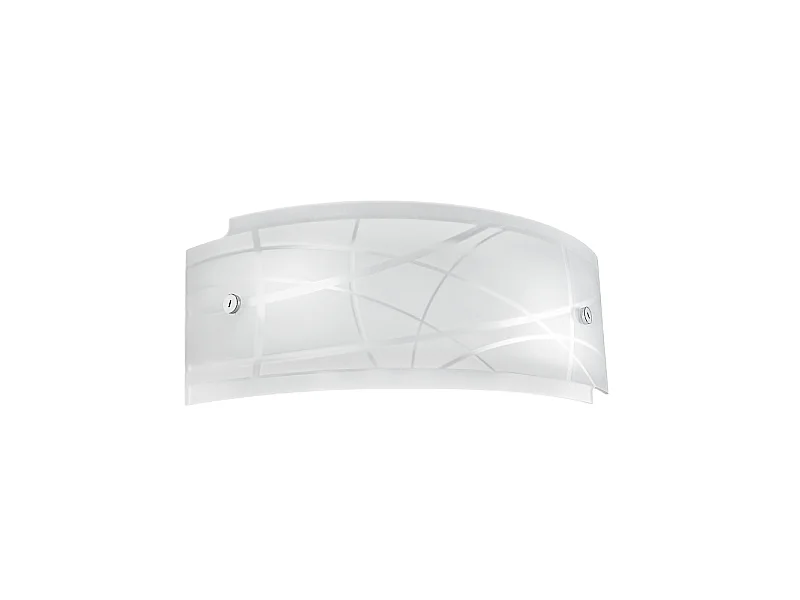 Aplique Nereide 35x14cm em vidro acetinado serigrafado branco 2XE14, candeeiro de parede moderno com base cromada, IP20, max 2x28W