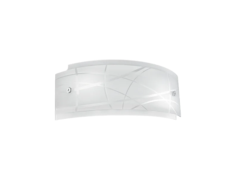 Aplique Nereide 35x14cm em vidro acetinado serigrafado branco 2XE14, candeeiro de parede moderno com base cromada, IP20, max 2x28W