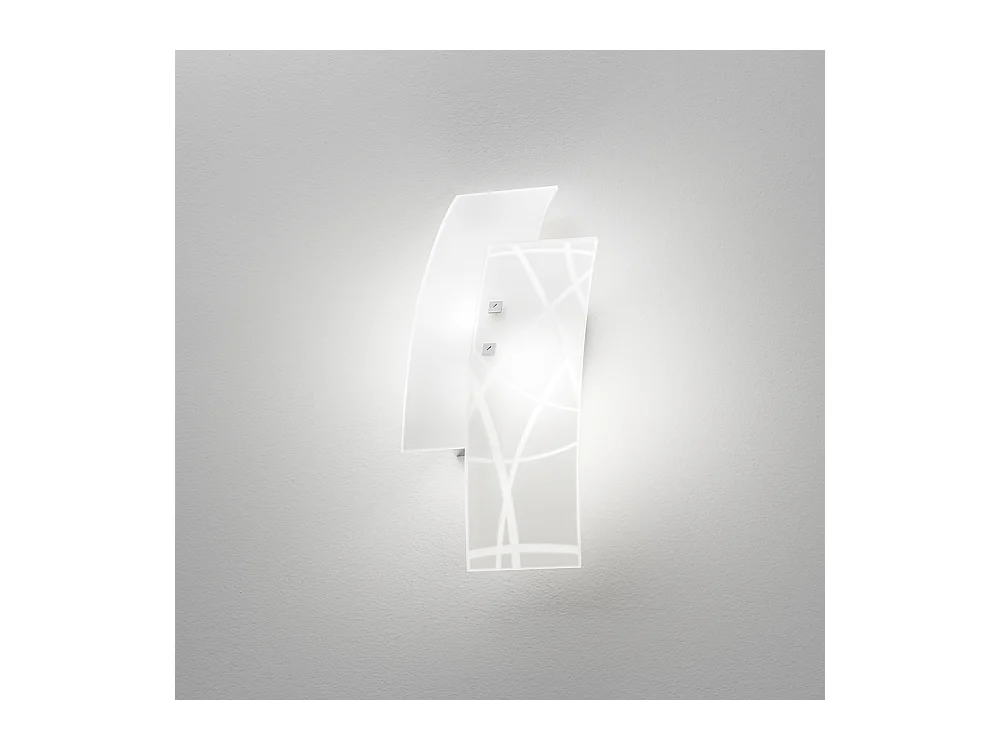 Frida - Aplique E14 de 2 luzes em vidro acetinado branco - Moldura cromada, design elegante, IP20, máx. 2x42W, lâmpadas excluídas, largura 46cm