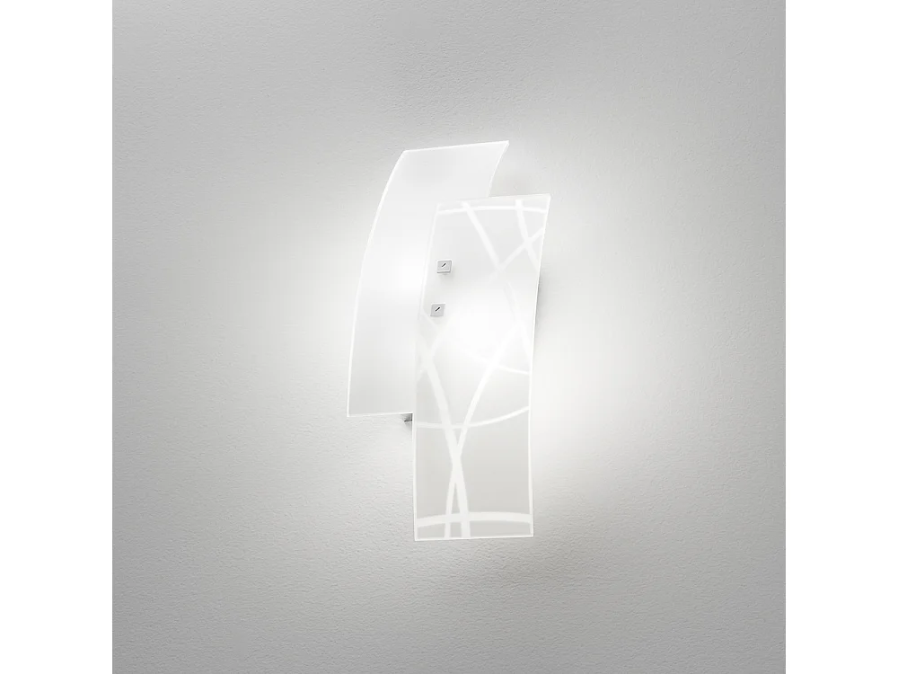 Frida - Applique 2 lumières E14 en verre satiné blanc - Cadre chromé, design élégant, max 2x42W, ampoules exclues, largeur 46cm