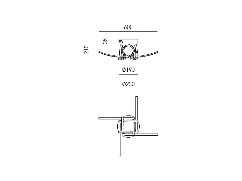 Plafonnier LED moderne Tosca P4 60W 3200lm lumière chaude 3000K, design sculptural, aluminium blanc satiné, diffuseur opale