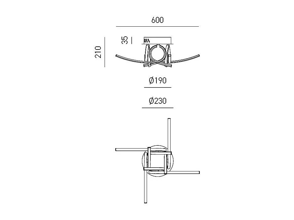 Plafonnier LED moderne Tosca P4 60W 3200lm lumière chaude 3000K, design sculptural, aluminium blanc satiné, diffuseur opale