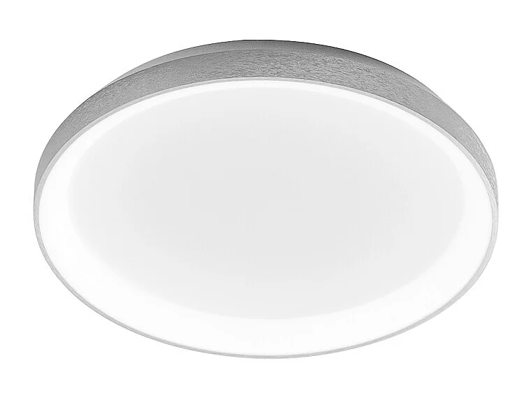 Krizia - Plafonnier LED dimmable 38W 3000K - Lumière chaude 3300lm, diffuseur opale, cadre blanc satiné, d.27 cm, design moderne
