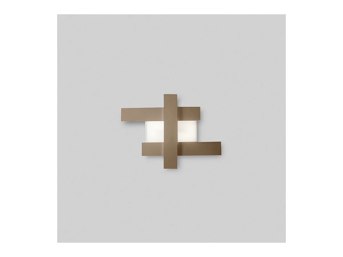 Applique led design moderno 30W tortora - Struttura geometrica in acciaio, luce calda 3000K, 2620lm, larghezza 65,5 cm, IP20