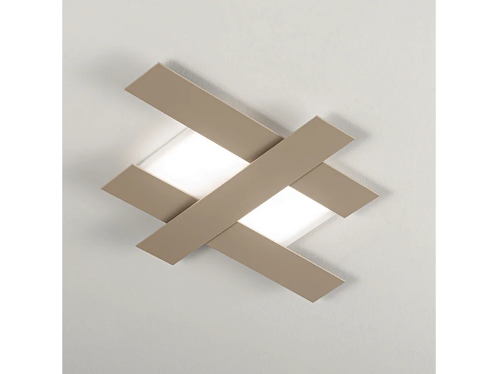 Aplique LED de diseño moderno 30W gris tórtola - Estructura geométrica de acero, luz cálida 3000K, 2620lm, ancho 65,5 cm, IP20