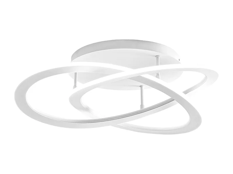 Plafonnier LED moderne Yara 30W dimmable lumière chaude 3000K, design anneau en aluminium blanc 50x17cm, 1300lm, LED intégrée IP20