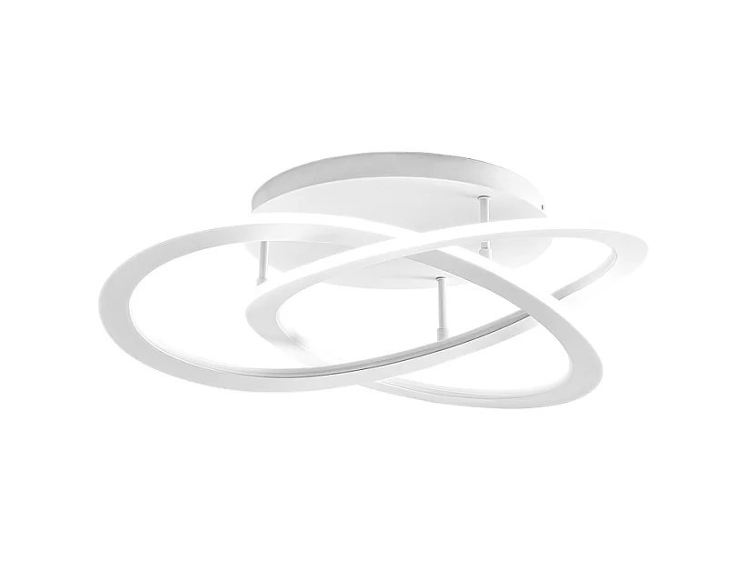 Plafonnier LED moderne Yara 30W dimmable lumière chaude 3000K, design anneau en aluminium blanc 50x17cm, 1300lm, LED intégrée IP20