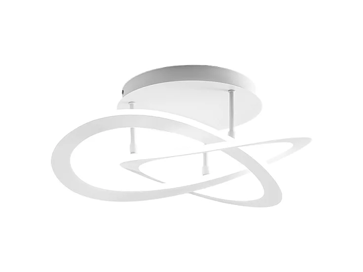 Plafonnier LED moderne Yara 50W dimmable lumière chaude 3000K, design anneau en aluminium blanc 70x17cm, 2400lm, LED intégrée IP20
