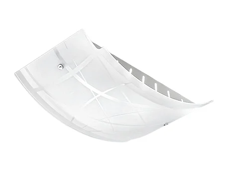 Kleine Deckenleuchte Nereide 35x25cm aus weißem Siebdruck-Satinglas 2XE27, verchromter Sockel, modernes Design, IP20, max. 2x42W