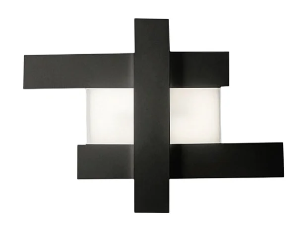 Applique murale LED 30W noire - Structure géométrique en acier, lumière chaude 3000K, 2620lm, largeur 65,5 cm