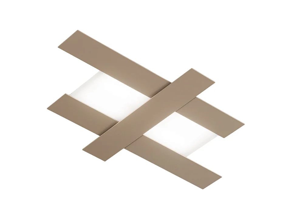 Applique LED 40W gris tourterelle - Structure géométrique en acier, lumière chaude 3000K, 2620lm, largeur 84 cm