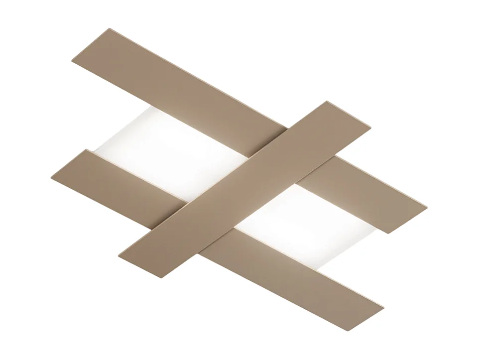 Applique LED 40W gris tourterelle - Structure géométrique en acier, lumière chaude 3000K, 2620lm, largeur 84 cm