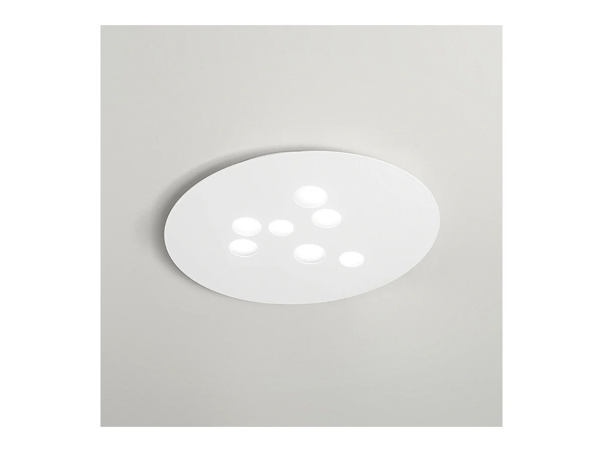 Lampa sufitowa Luna z białego metalu 72,5x60cm, 7 świateł GX53 max 7x8W, IP20, nowoczesny okrągły design, żarówki nie są dołączone