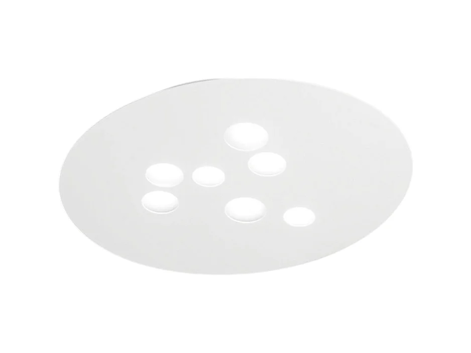 Plafonnier Luna en métal blanc 72,5x60cm, 7 lumières GX53 max 7x8W, design rond moderne, ampoules non incluses