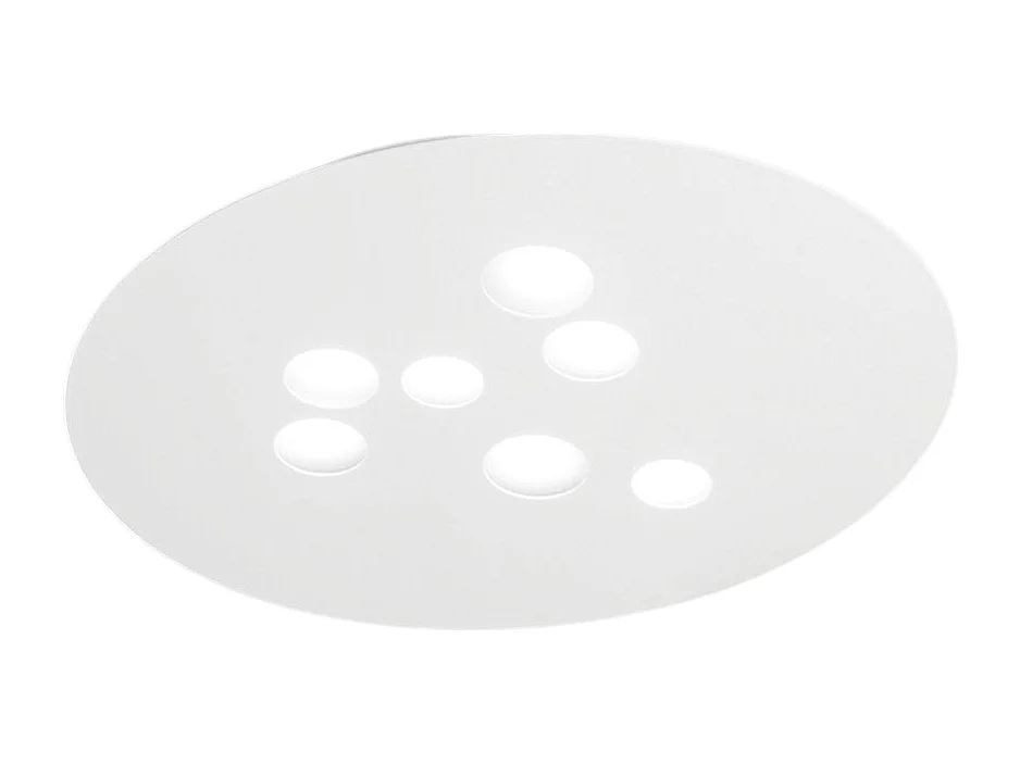 Plafonnier Luna en métal blanc 72,5x60cm, 7 lumières GX53 max 7x8W, design rond moderne, ampoules non incluses