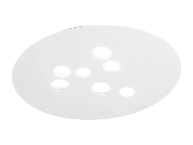 Plafonnier Luna en métal blanc 72,5x60cm, 7 lumières GX53 max 7x8W, design rond moderne, ampoules non incluses