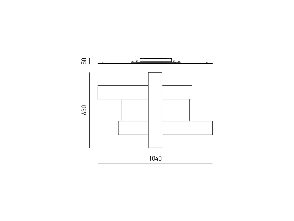 50W black modern design LED wall light - Geometric steel structure, 3000K warm light, 2620lm, width 104cm, IP20