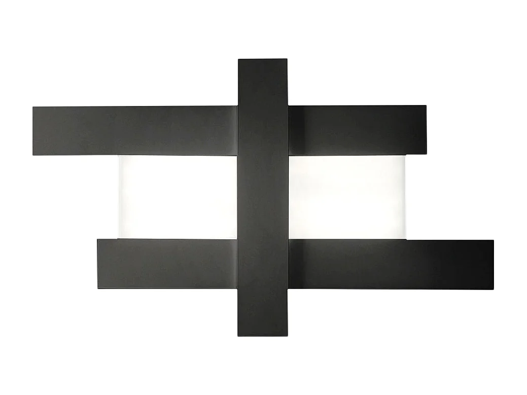 Applique murale LED noire 50W - Structure géométrique en acier, lumière chaude 3000K, 2620lm, largeur 104 cm