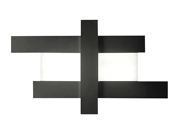 Applique murale LED noire 50W - Structure géométrique en acier, lumière chaude 3000K, 2620lm, largeur 104 cm
