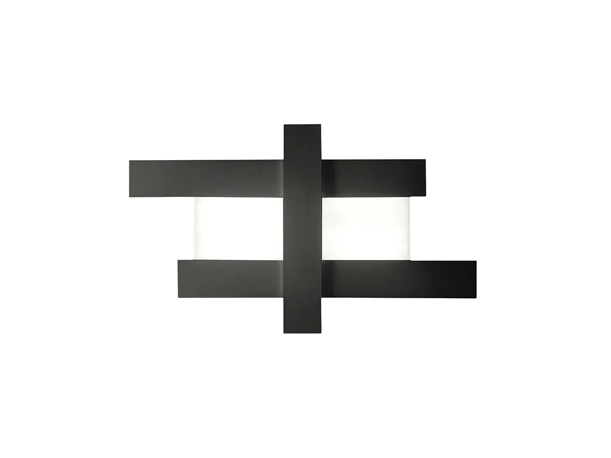 Applique led design moderno 50W nera - Struttura geometrica in acciaio, luce calda 3000K, 2620lm, larghezza 104 cm, IP20