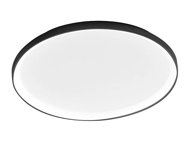 Krizia - Plafonnier LED dimmable 60W - 5300lm, lumière chaude 3000K, diffuseur opale, aluminium noir, d.60 cm, design moderne