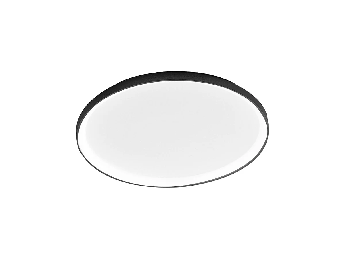Krizia - 60W dimmable LED ceiling light - 5300lm, 3000K warm light, opal diffuser, black aluminum, diameter 60 cm, IP20, modern design