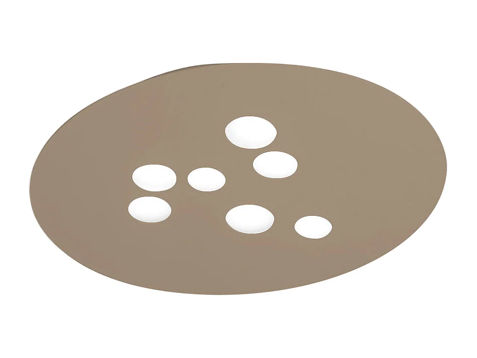 Plafonnier Luna en métal gris tourterelle 72,5x60cm, 7 lumières GX53 max 7x8W, design rond moderne, ampoules non fournies