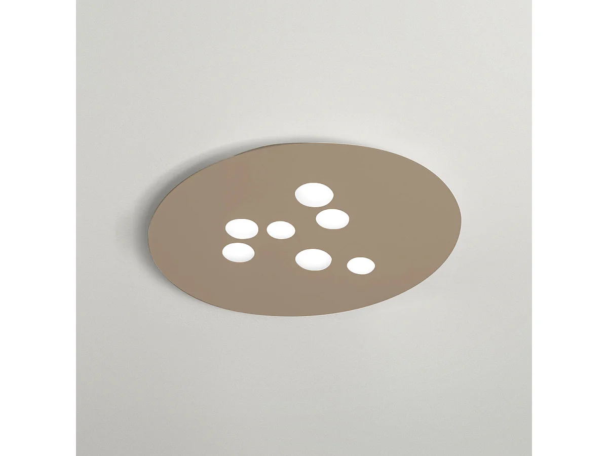 Plafonnier Luna en métal gris tourterelle 72,5x60cm, 7 lumières GX53 max 7x8W, design rond moderne, ampoules non fournies