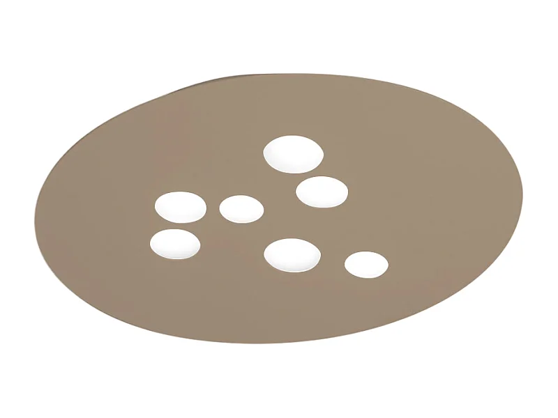 Plafoniera Luna in metallo tortora 72,5x60cm, 7 luci GX53 max 7x8W, IP20, design moderno rotondo, lampadine escluse