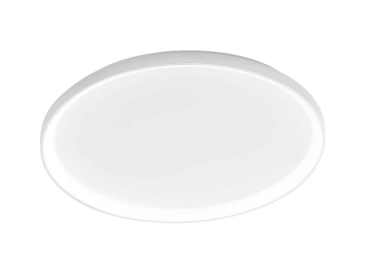 Krizia – 80 W dimmbare LED-Deckenleuchte – 6100 lm, 4000 K natürliches Licht, Opaldiffusor, satiniertes weißes Aluminium, T. 70 cm, IP20