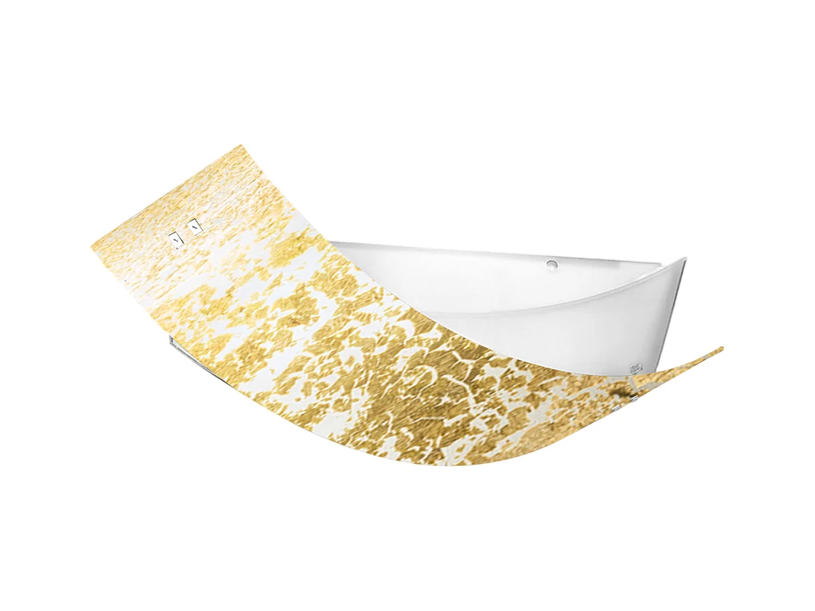 Camilla - Plafonnier doré 2XE27 max 2X70W IP20 - Applique moderne avec diffuseur en verre argenté et cadre blanc 63,5x39cm