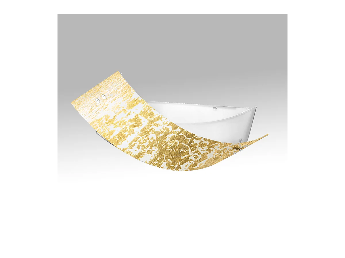 Camilla - Plafonnier doré 2XE27 max 2X70W IP20 - Applique moderne avec diffuseur en verre argenté et cadre blanc 63,5x39cm