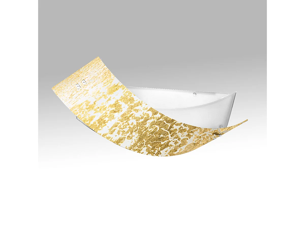 Camilla - Plafonnier doré 2XE27 max 2X70W IP20 - Applique moderne avec diffuseur en verre argenté et cadre blanc 63,5x39cm