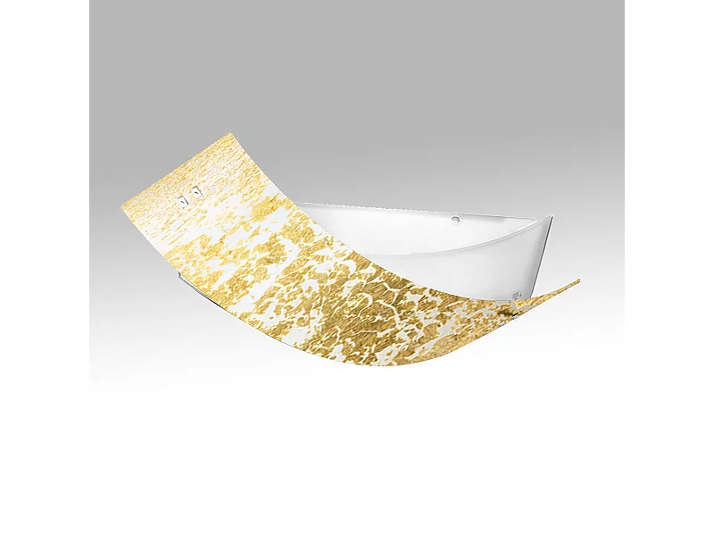 Camilla - Goldene Deckenleuchte 2XE27 max 2X70W IP20 - Moderne Wandleuchte mit silbernem Glasdiffusor und weißem Rahmen 63,5x39cm