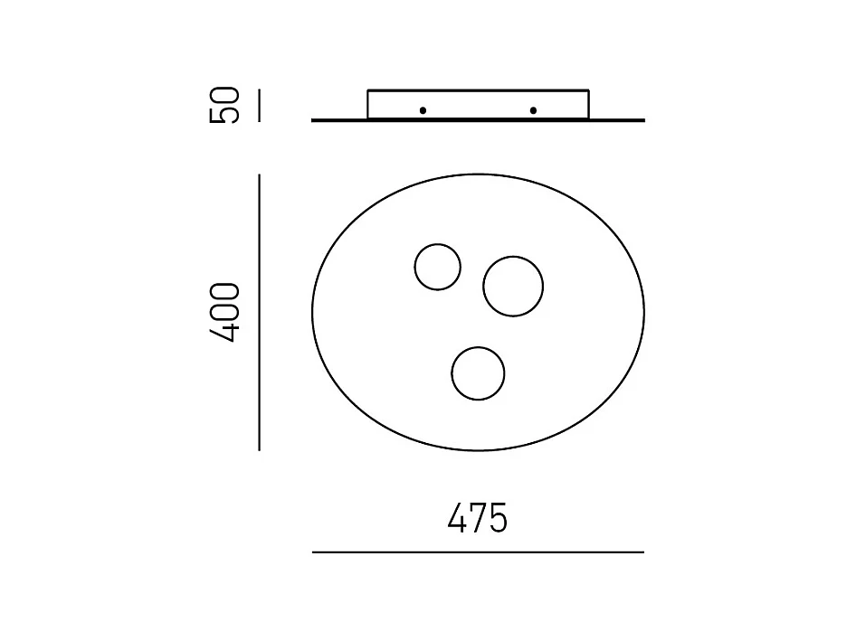 Plafonnier Luna en métal blanc 47,5x40cm, 3 lumières GX53 max 3x8W, design rond moderne, ampoules non fournies