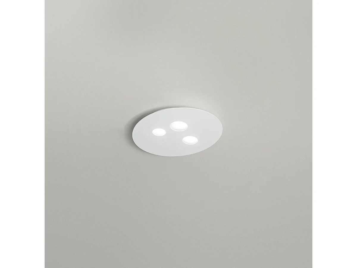 Plafonnier Luna en métal blanc 47,5x40cm, 3 lumières GX53 max 3x8W, design rond moderne, ampoules non fournies