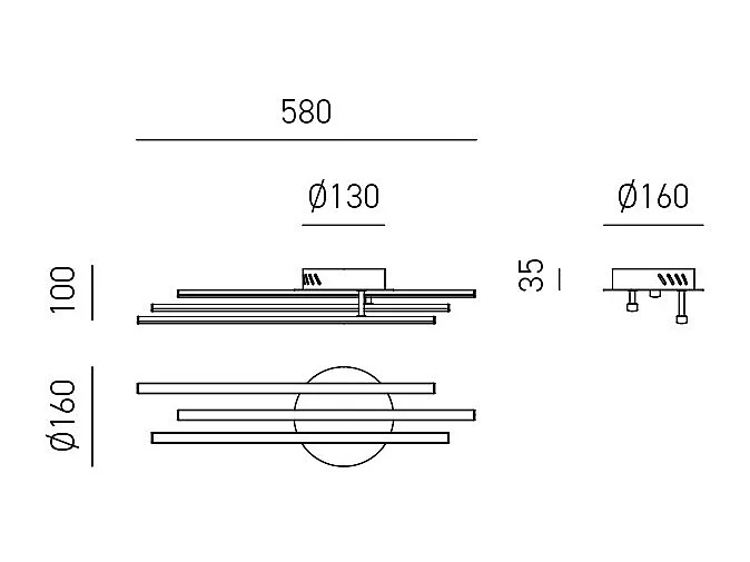 Plafonnier LED moderne Tullia 30W 1700lm lumière naturelle 4000K, géométrique blanc, aluminium et silicone, LED intégrée