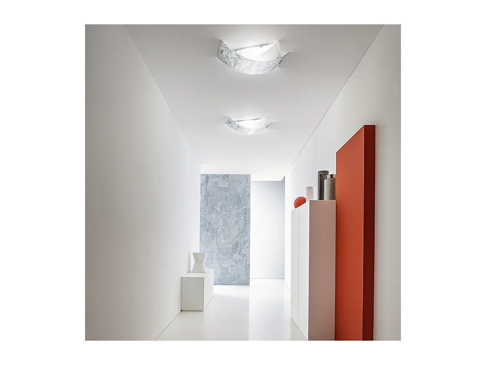 Camilla - Goldene Deckenleuchte 3XE14 max 3X28W IP20 - Moderne Wandleuchte mit silbernem Glasdiffusor und weißem Rahmen 43x30cm