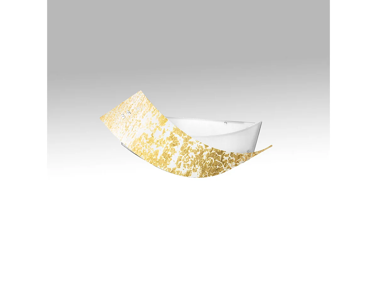 Camilla - Plafonnier doré 3XE14 max 3X28W IP20 - Applique moderne avec diffuseur en verre argenté et cadre blanc 43x30cm