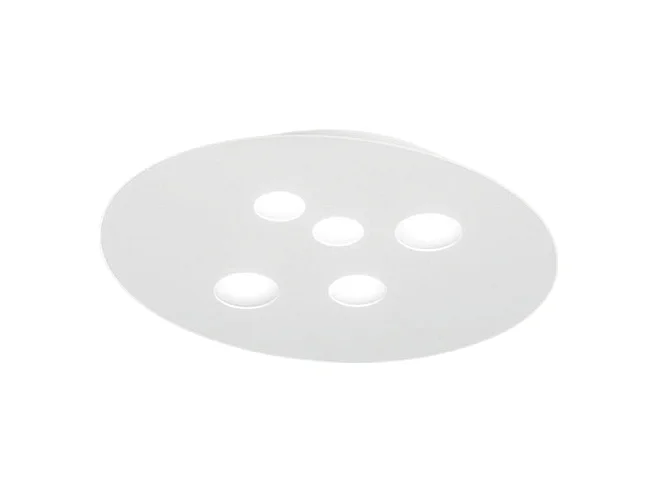 Plafon Luna em metal branco 60x50cm, 5 luzes GX53 max 5x8W, IP20, design redondo moderno, lâmpadas não incluídas