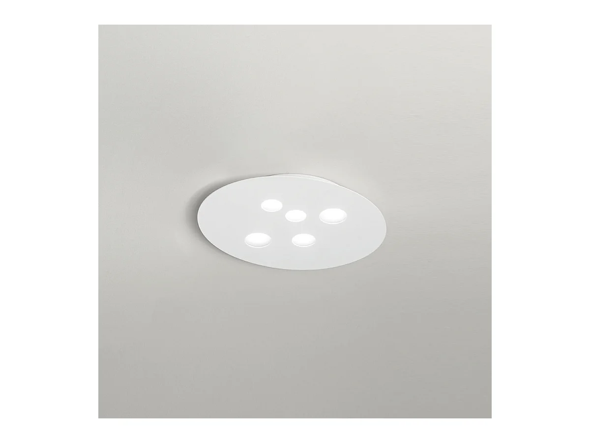 Plafon Luna em metal branco 60x50cm, 5 luzes GX53 max 5x8W, IP20, design redondo moderno, lâmpadas não incluídas