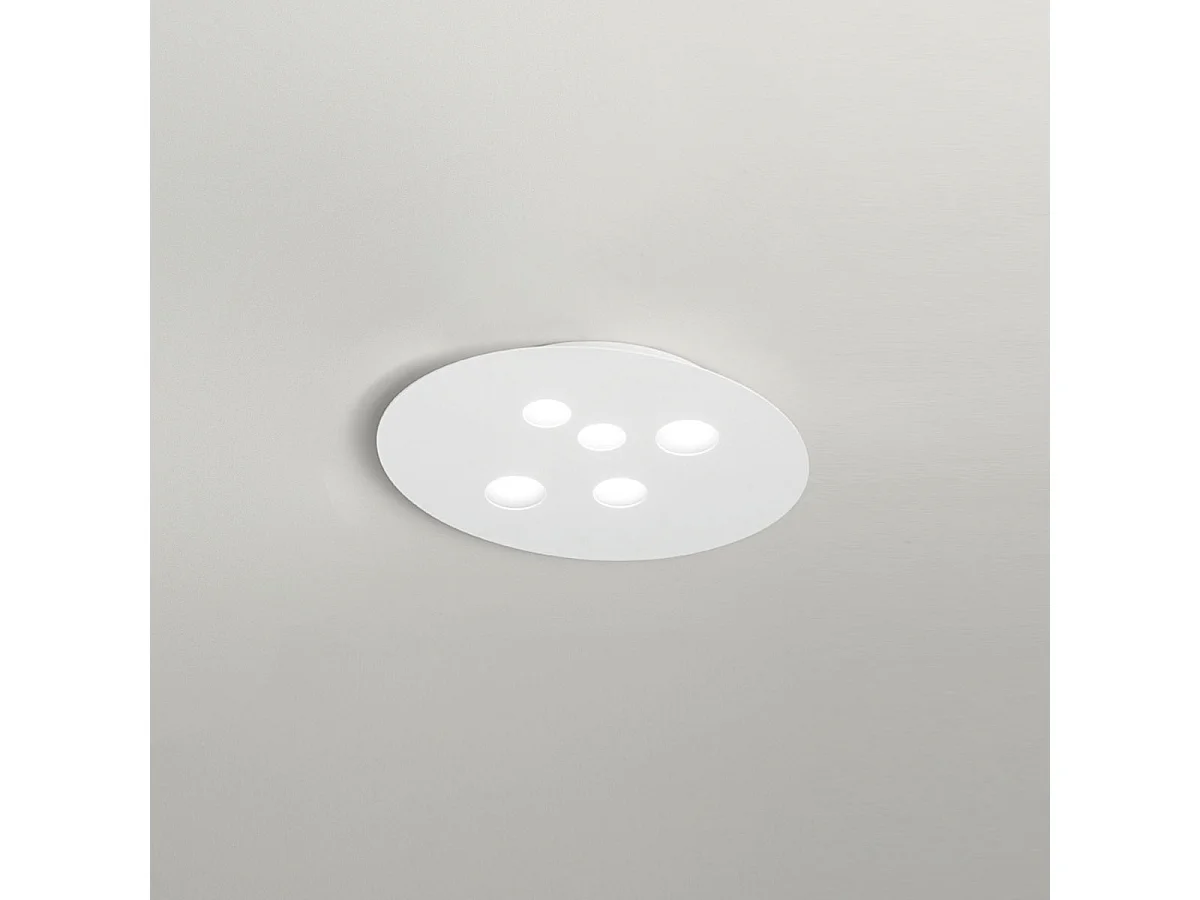 Plafonnier Luna en métal blanc 60x50cm, 5 lumières GX53 max 5x8W, design rond moderne, ampoules non incluses