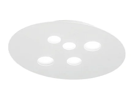 Plafonnier Luna en métal blanc 60x50cm, 5 lumières GX53 max 5x8W, design rond moderne, ampoules non incluses