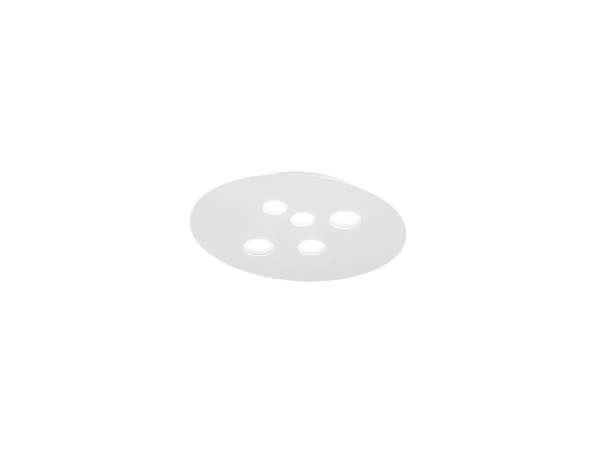 Plafonnier Luna en métal blanc 60x50cm, 5 lumières GX53 max 5x8W, design rond moderne, ampoules non incluses
