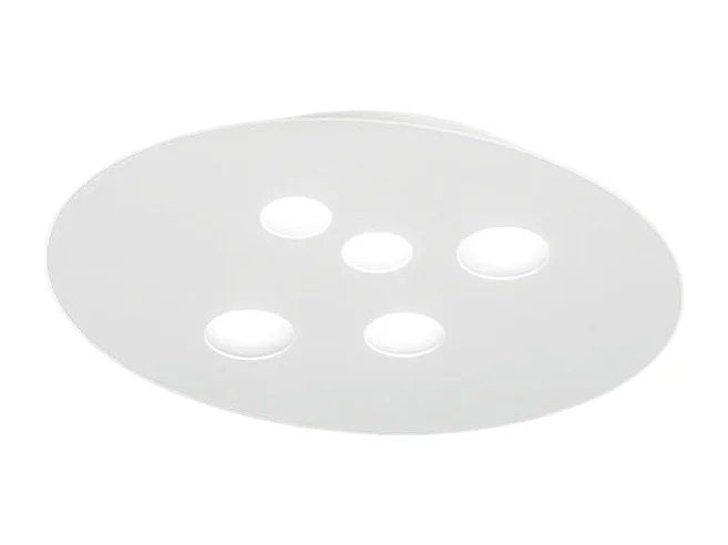 Plafon Luna em metal branco 60x50cm, 5 luzes GX53 max 5x8W, IP20, design redondo moderno, lâmpadas não incluídas