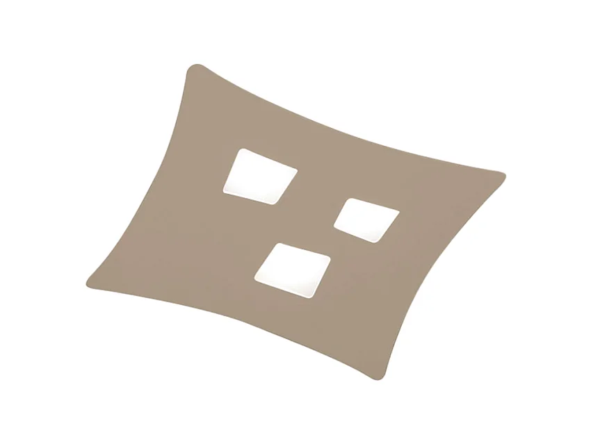 Plafonnier Isotta 3 lumières GX53 tourterelle – métal incurvé 40x44cm, style géométrique, max 3x8W, ampoules exclues